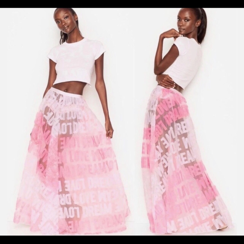 Victoria's Secret Pink and Black Tiered Maxi Skirt for Prom